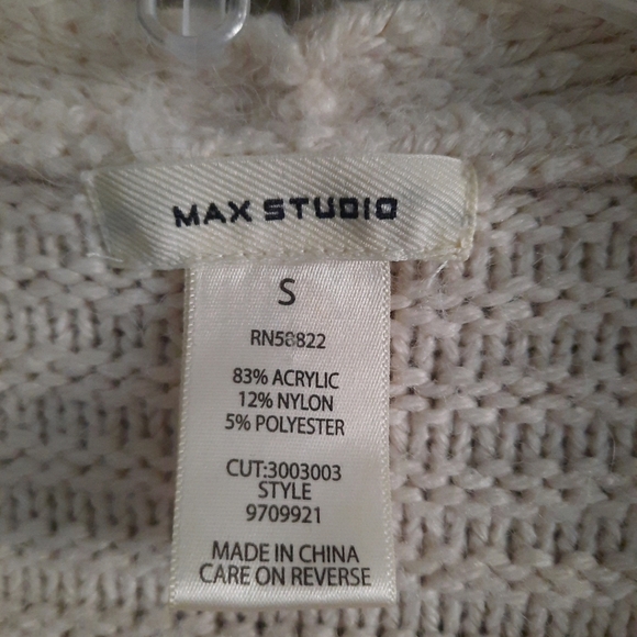 Max Studio Open Front Long Oversized Cardigan Sweater Beige Soft Size Small - Picture 5 of 12